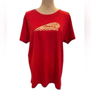 Indian Motorcycle Sturgis Women’s Tee Red Warbonnet Graphic on both sides XL NWT